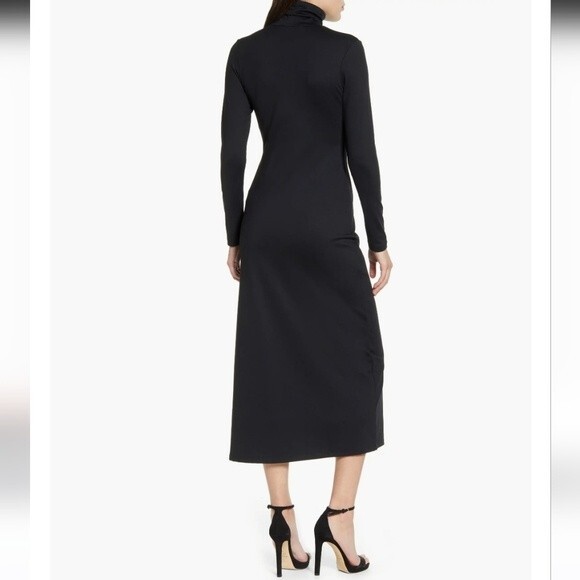 Susana Monaco Long Sleeve Turtleneck Slit Midi Dress black size S - Picture 2 of 16